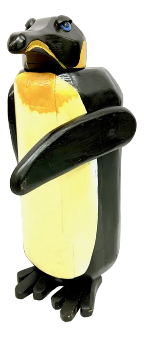 Large Vintage Carved Wooden Penguin Sculpture, 1970s