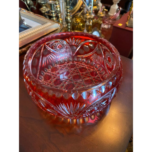 Art Deco 1960s Cut Crystal Bowl For Sale - Image 3 of 6