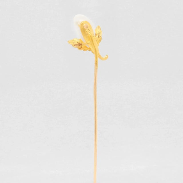 Vintage 14k Gold & Blister Pearl Gourd or Eggplant Stickpin For Sale - Image 4 of 12