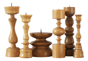 Scandinavian Wooden Candleholders, Set of 6