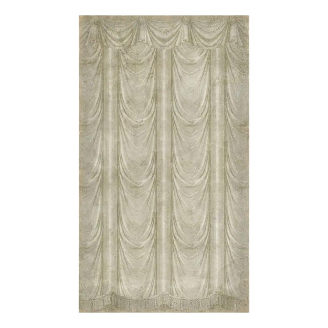 Vintage Style Grey Draped Decorative Panoramic Wallpaper in Paper For Sale