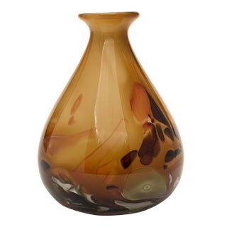 Vintage Butterscotch Ovoid Hand-Blown Vase, Makora Krosno, Poland For Sale
