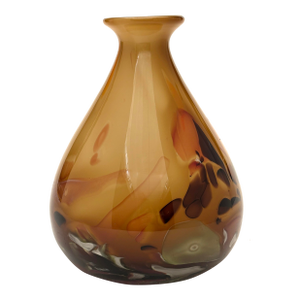 Vintage Butterscotch Ovoid Hand-Blown Vase, Makora Krosno, Poland