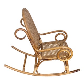 Vintage Thonet-Style Bentwood & Cane Children's Rocking Chair For Sale