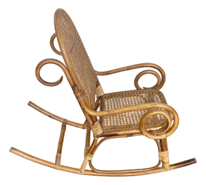 Vintage Thonet-Style Bentwood & Cane Children's Rocking Chair