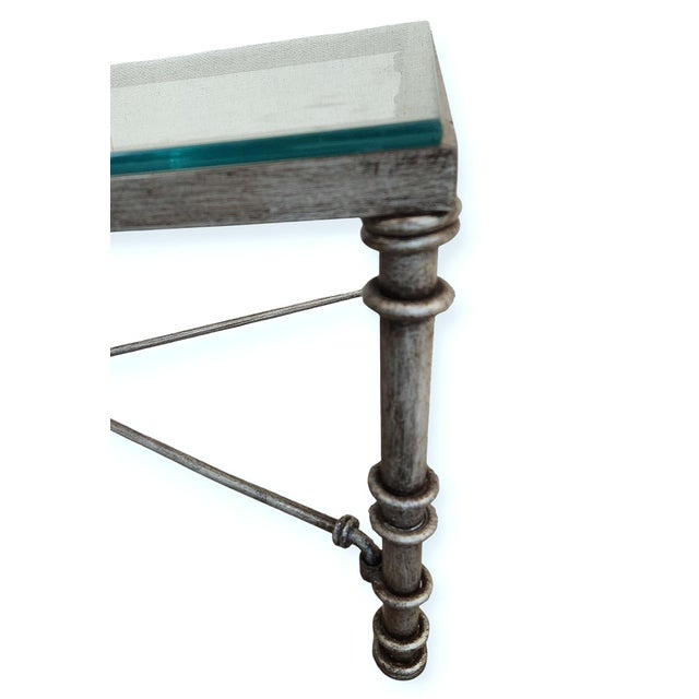 1980s Brutalist Metal and Glass Console Table Inspired by Giacometti For Sale - Image 4 of 4