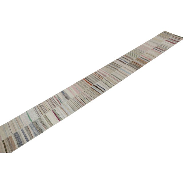 Rug & Kilim Rug & Kilim’s Patchwork Kilim Extra-Long Runner in Polychromatic Stripes For Sale - Image 4 of 7