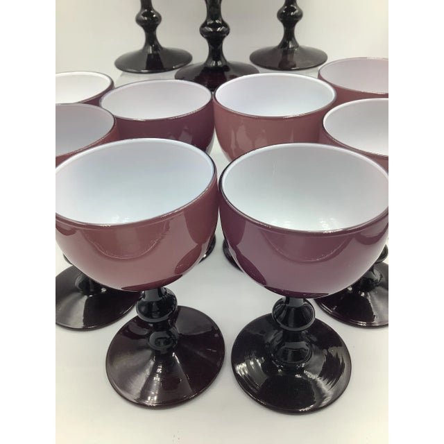 Vintage Carlo Moretti Italy Amethyst Purple White Cased Glass Cordial