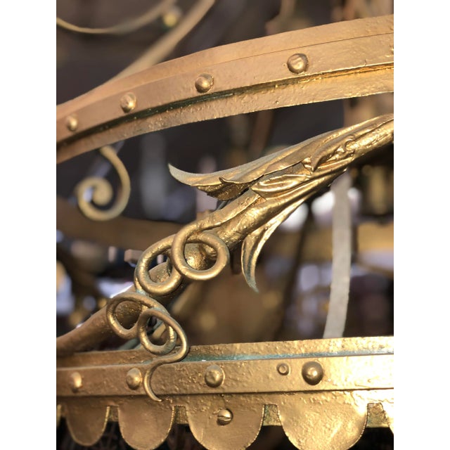 1920s Spanish Revival Gothic Mediterranean Iron Oversized Chandelier For Sale In Los Angeles - Image 6 of 13