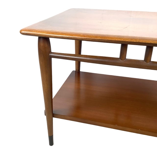 Wood Vintage Lane Acclaim Two-Tier End Table by Andre Bus | Walnut & Oak Dovetail Inlay For Sale - Image 7 of 18