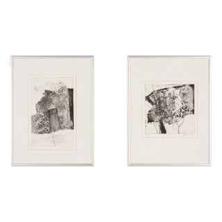 Fragments, Black & White Etchings, Set of 2, Framed For Sale