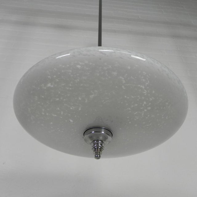 Art Deco Pendant Lamp with Cloudy Glass Bowl, 1930s For Sale - Image 9 of 18