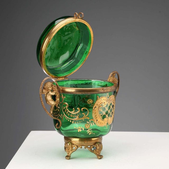 Glass and Gilt Metal Jewelry Box For Sale - Image 6 of 9