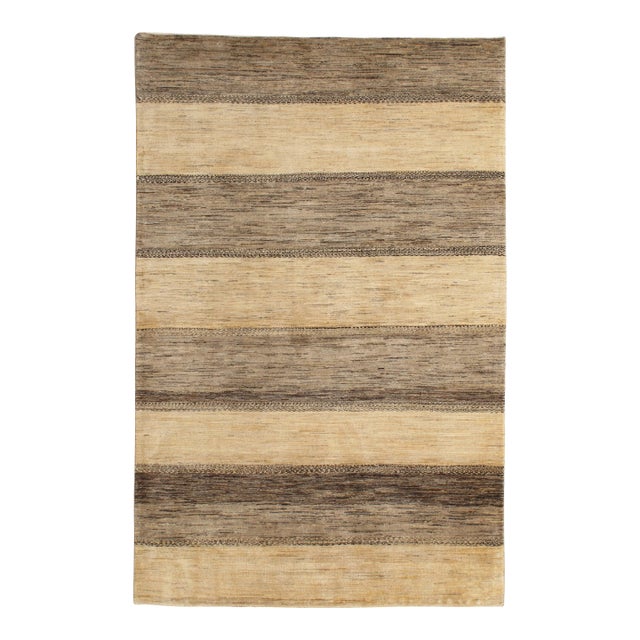 Persian Hand-Knotted Gabbeh Rug 4'11" X 7'8" For Sale