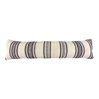 Turkish Hemp Pillow Cushion Natural Beige Black Cushion Cover 12"x46" For Sale