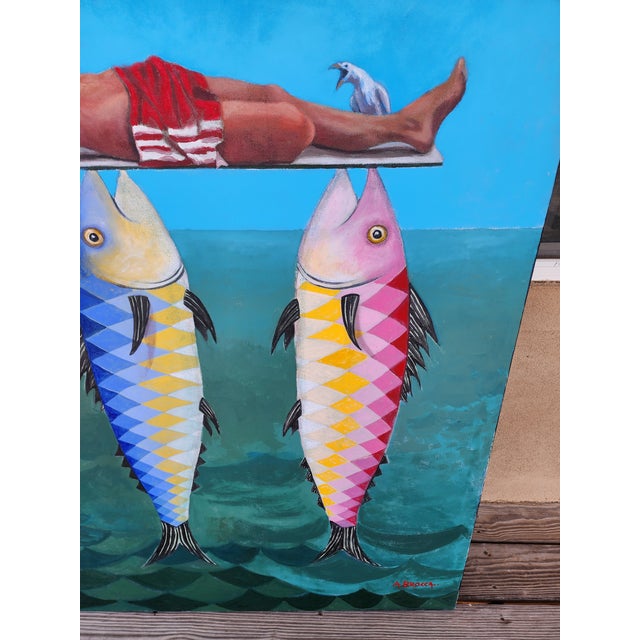 Brocca Surrealism Fish Painting For Sale In San Antonio - Image 6 of 9