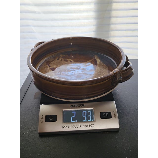 1970s Art Pottery Oval Handled Serving Dish For Sale - Image 9 of 9