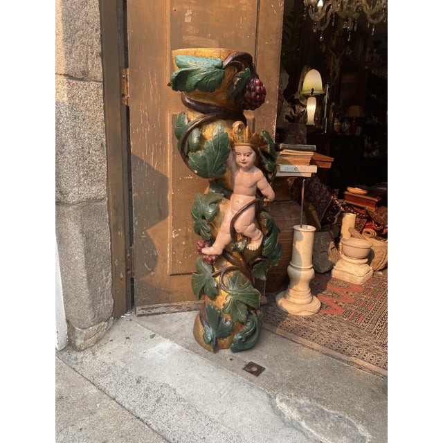 Antique Gilded Wooden Column, 1800s For Sale - Image 16 of 18