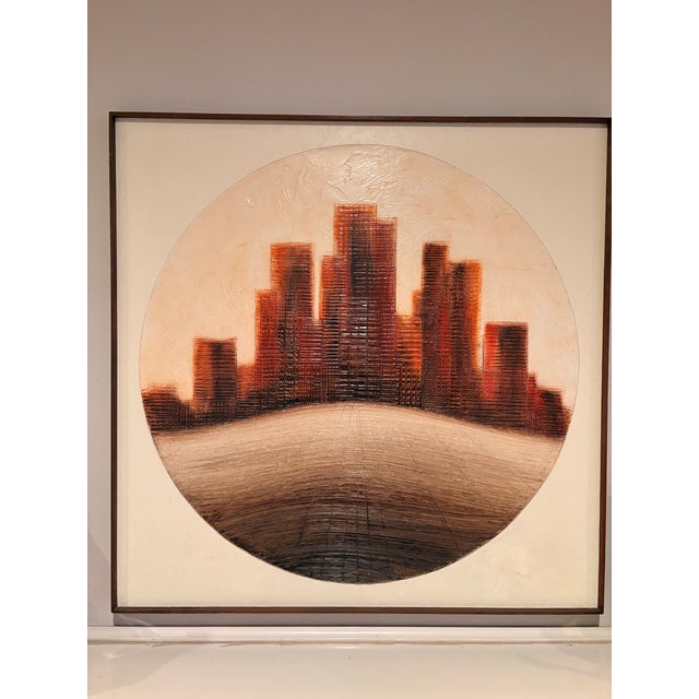 Wood 1970s Mid-Century Modern Oil Painting by Seattle Artist "Russell" Large Painting For Sale - Image 7 of 16