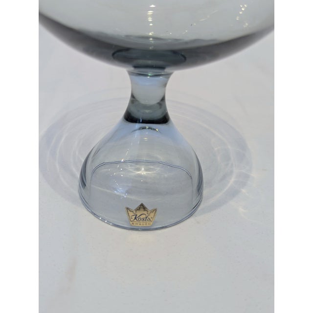 Kosta Boda Smoke Gray Pedestal Glass Bowl, Swedish Modern For Sale In San Francisco - Image 6 of 6