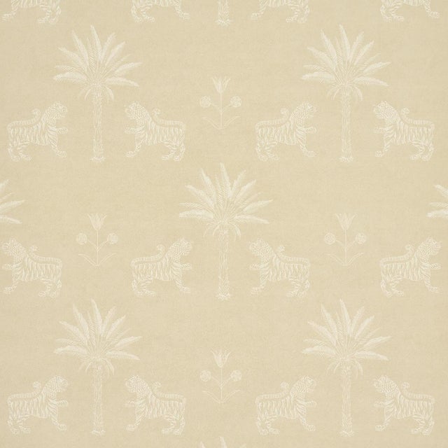 Schumacher Tiger Palm Silhouette Wallcovering In Mistral Sand For Sale