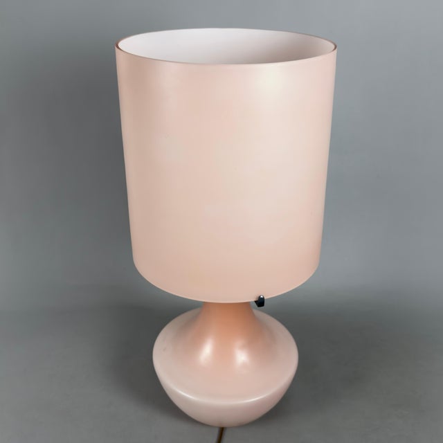 Modern Large Vintage Opal Glass Pink Table Lamp Bohemia Crystalex, 1970s For Sale - Image 3 of 15