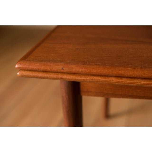 Danish Modern Teak Expandable Draw Leaf Dining Table For Sale - Image 12 of 16