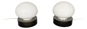 Italian Modern Table Lamps in Steel and Opaline Glass from Tronconi, 1970s, Set of 2