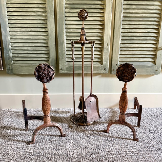 Bring timeless warmth and old-world character to your hearth with this antique Sheffield Pullman fireplace set. The...