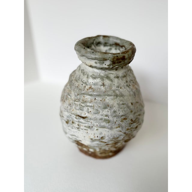 Mid 20th Century Mid 20th Century Rustic Hand-Thrown Studio Pottery Vase, Earthy Wabi-Sabi Form For Sale - Image 5 of 5
