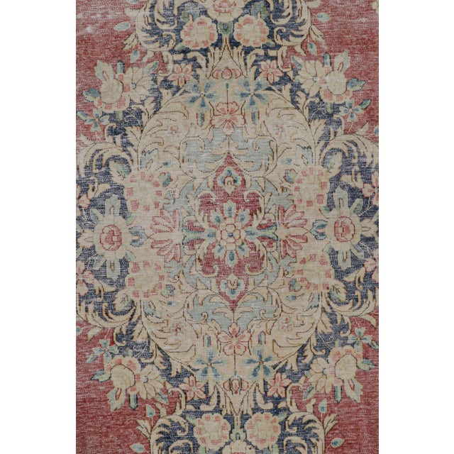 Vintage Persian Kerman Rug in Red, Blue and Beige Floral Patterns by Rug & Kilim For Sale In New York - Image 6 of 7