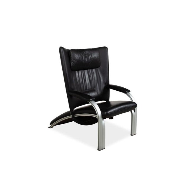 Wk Wohnen Spot 698 Leather Armchair Black Manual Function Sofa Couch For Sale - Image 4 of 14