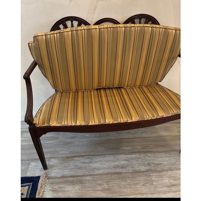 A George III Style Hand Carved Mahogany Settee, Late 19th Century For Sale - Image 9 of 11