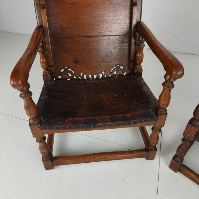 English Jacobean Monk Armchairs from F. Parker & Sons Ltd, Set of 2 For Sale - Image 13 of 17