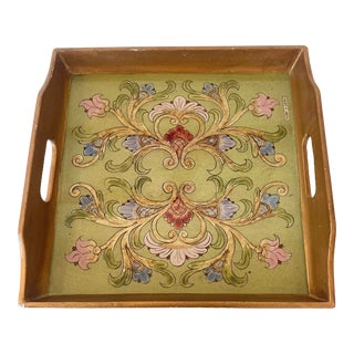 Late 20th Century Robert M Weiss Peru Floral Tray For Sale