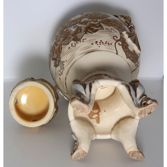 Antique Signed Japanese Satsuma Lidded Porcelain Censer, Meiji Period For Sale - Image 16 of 18