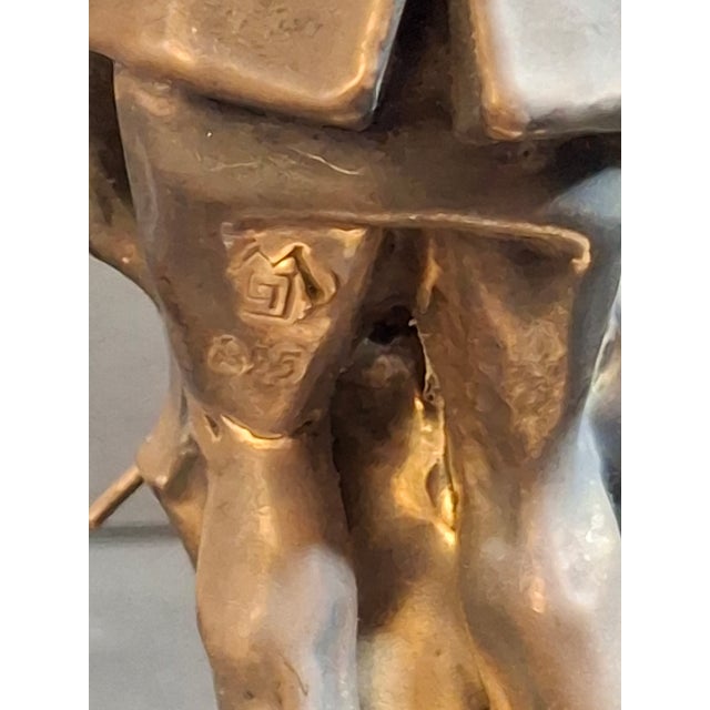 Dark Gray Vintage Fay Avishay 925 Sterling Silver Musician Sculpture Double Bass Cellist Israel For Sale - Image 8 of 15