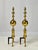 Late 20th Century Vintage Tall Polished Brass & Cast Iron Ball Top Andirons - Pair For Sale - Image 5 of 14