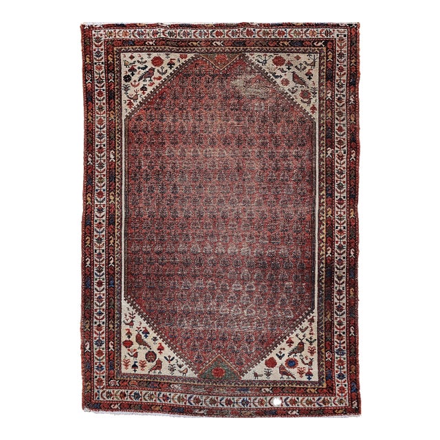 Vintage Persian Malayer Area Rug, Wool Pile, Allover Paisley Design, 1920s For Sale