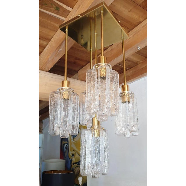 1960s Murano Glass and Brass Chandelier, Kalmar 1960s For Sale - Image 5 of 10