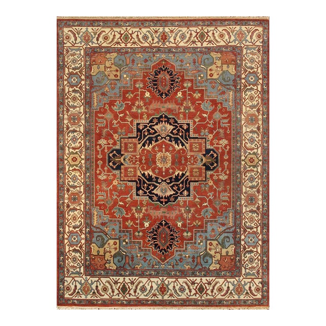 Pasargad Home Serapi Rust Wool Area Rug, 9' 1'' X 12' 3'' For Sale