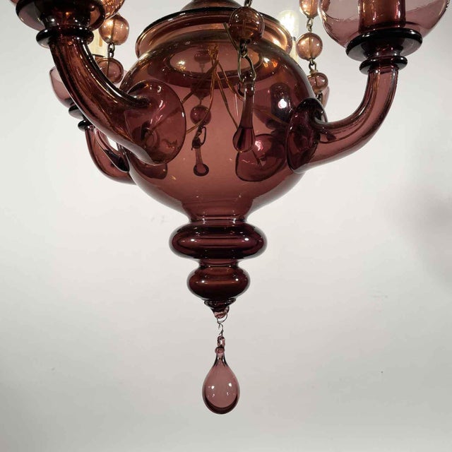 Venetian Amethyst Blown Glass Chandelier, 1900s For Sale - Image 6 of 13