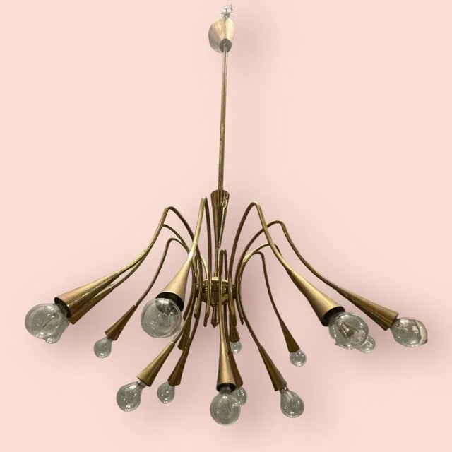 1950s Brass Chandelier from Stilnovo, 1950s For Sale - Image 5 of 12