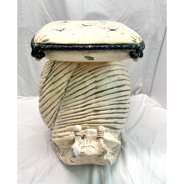Figurative Vintage Italian Snail Garden Stool – Terracotta Garden Seat – Whimsical Outdoor Side Table For Sale - Image 3 of 14