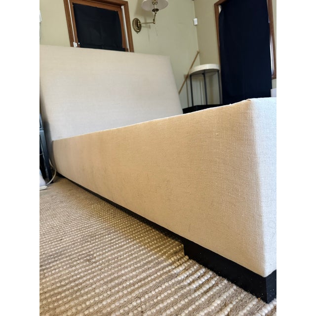 Gently Used Kreiss Collection Queen Bed Frame. Will steam clean before pick up. Fabric is durable, "greige" color. Box...