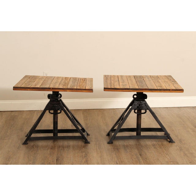 Late 20th Century Industrial Style Pair of Adjustable Height Tables For Sale - Image 5 of 12