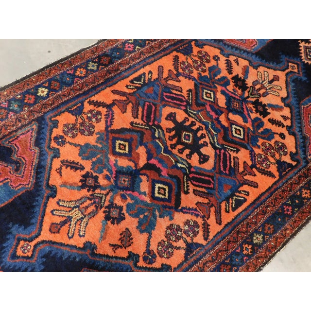 Blue 1940s Vintage Persian Runner Rug 3'10"x 11'5" For Sale - Image 8 of 13