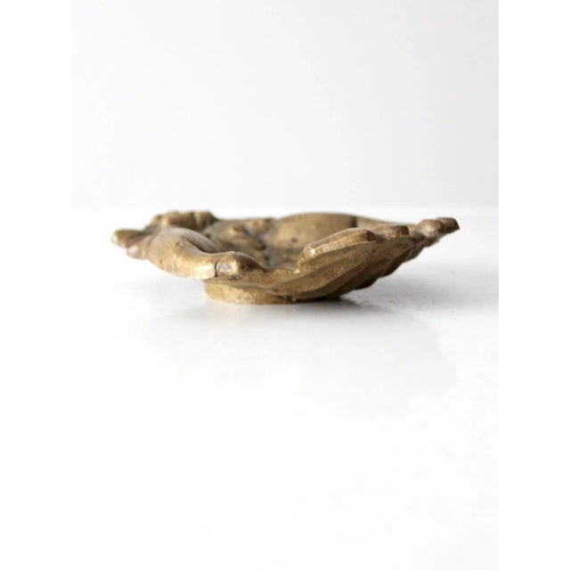 Mid 20th Century Vintage Cupped Hands Brass Dish For Sale - Image 5 of 7