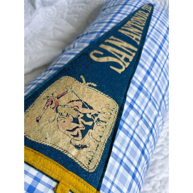 American Texas San Antonio Large Vintage Pennant on New Woven Throw Pillow For Sale - Image 3 of 4