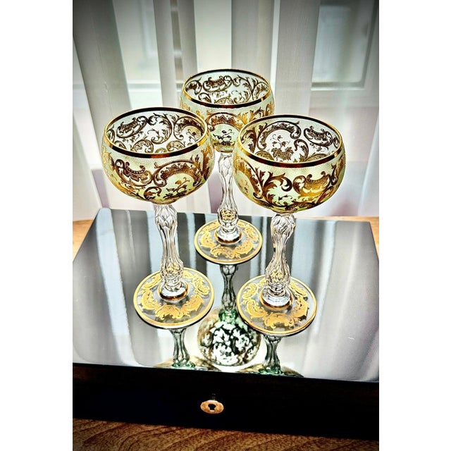 Antique Gilded Crystal Roemer Wine Glasses, 1890s, Set of 6 For Sale - Image 11 of 18
